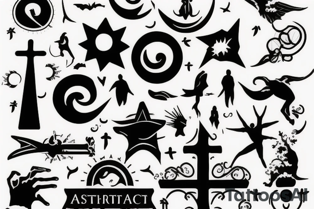 atheist in heaven minimalism tattoo idea
