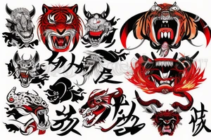 Red devil samurai, tigers, tattoo idea