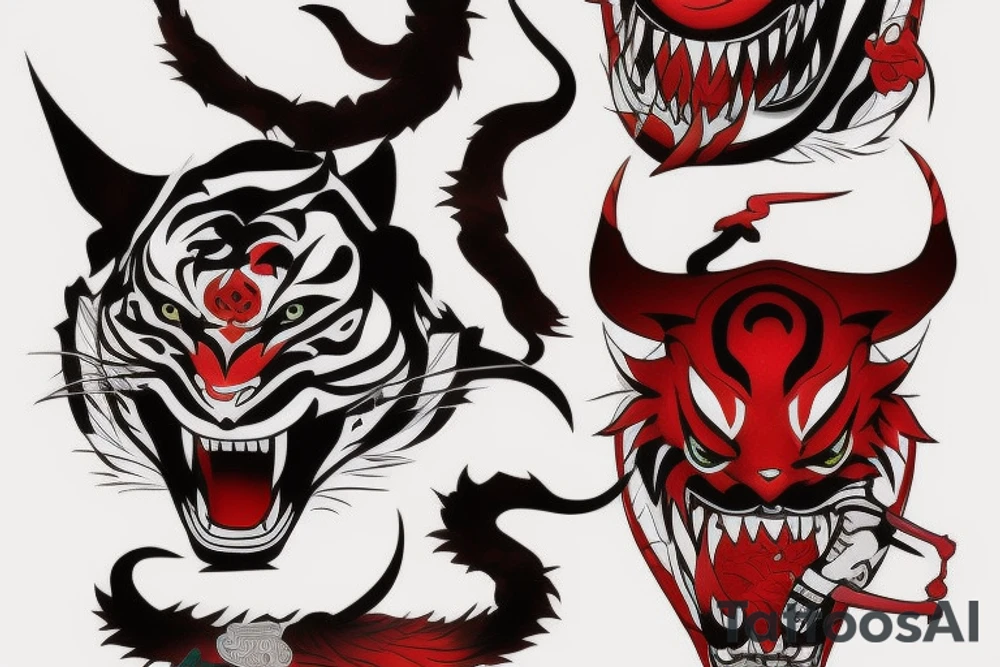 Red devil samurai, tigers, tattoo idea