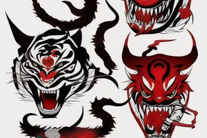 Red devil samurai, tigers, tattoo idea