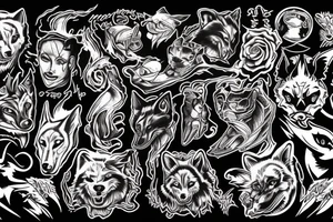 Red, black, wolf, devil, light room tattoo idea