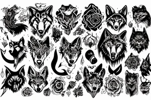 Red, black, wolf, devil, light room tattoo idea