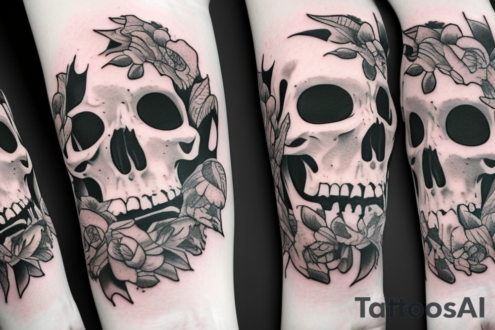 Grim reaper and dead flowers tattoo idea