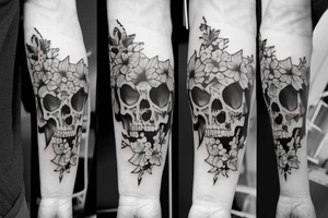 Grim reaper whole body and dead flowers tattoo idea