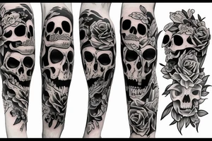 Grim reaper whole body and dead flowers tattoo idea