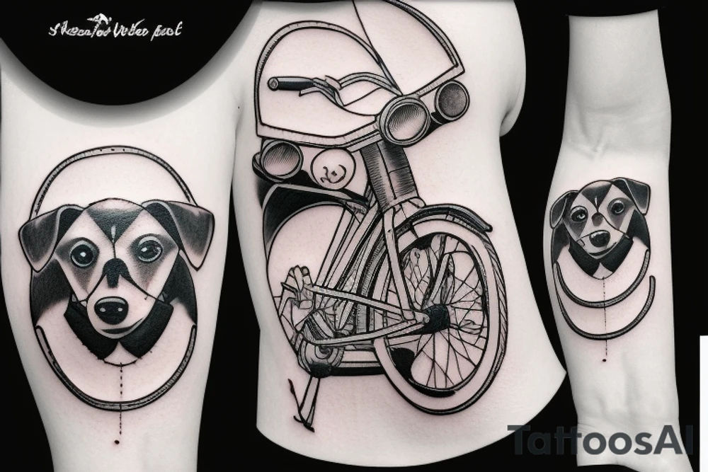 Dog on a bike tattoo idea