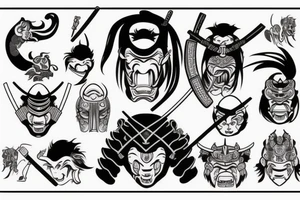 Ronin samurai wearing oni mask tattoo idea