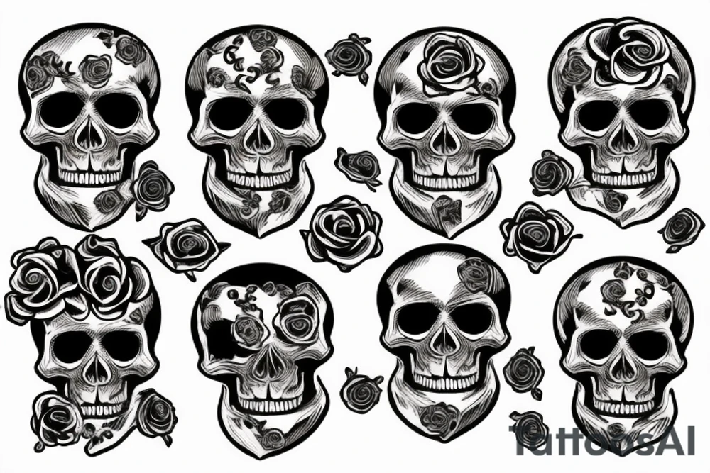 skull with rose tattoo idea