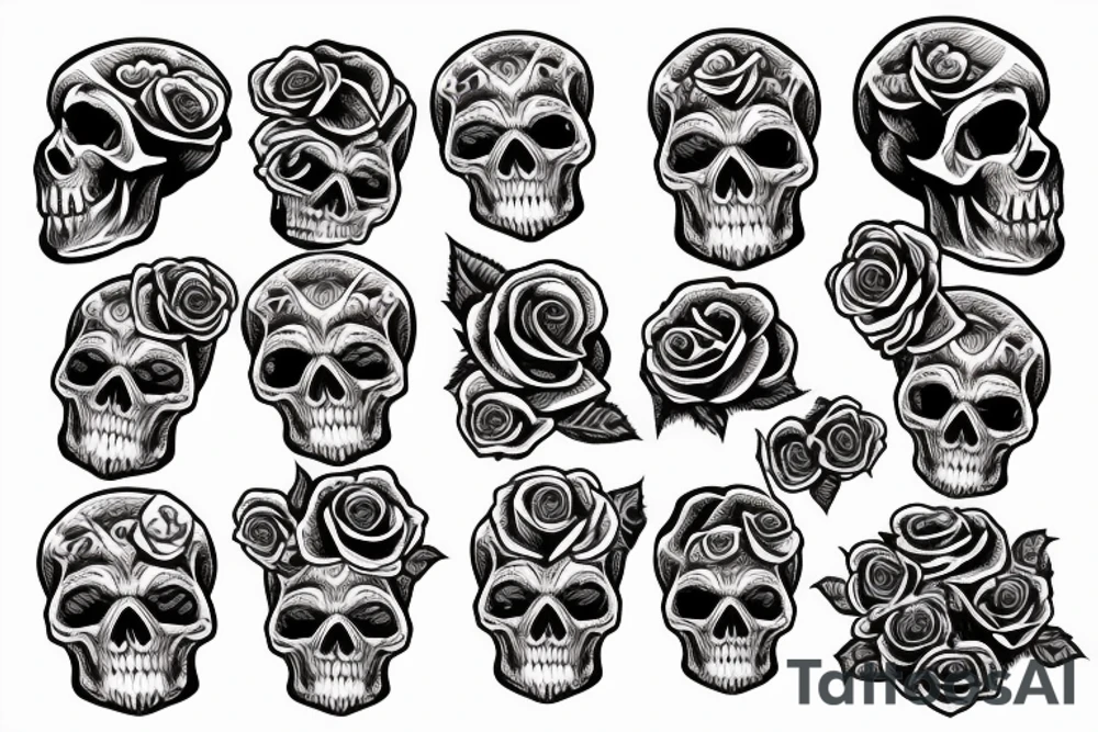 skull with rose tattoo idea
