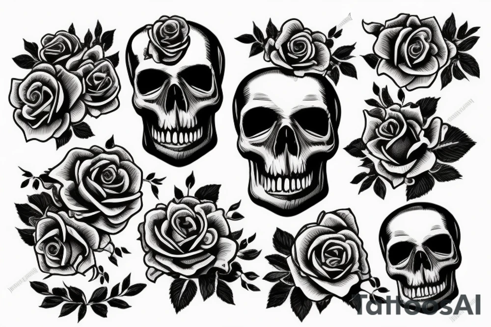 skull with rose tattoo idea