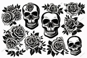 skull with rose tattoo idea