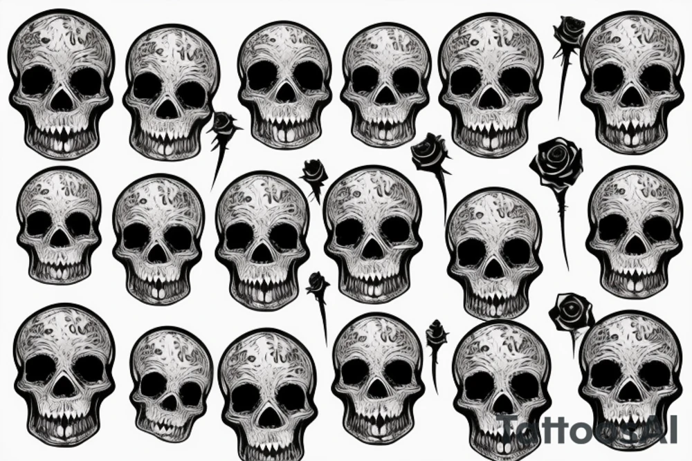 skull with rose tattoo idea