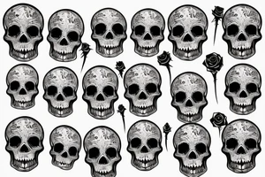 skull with rose tattoo idea