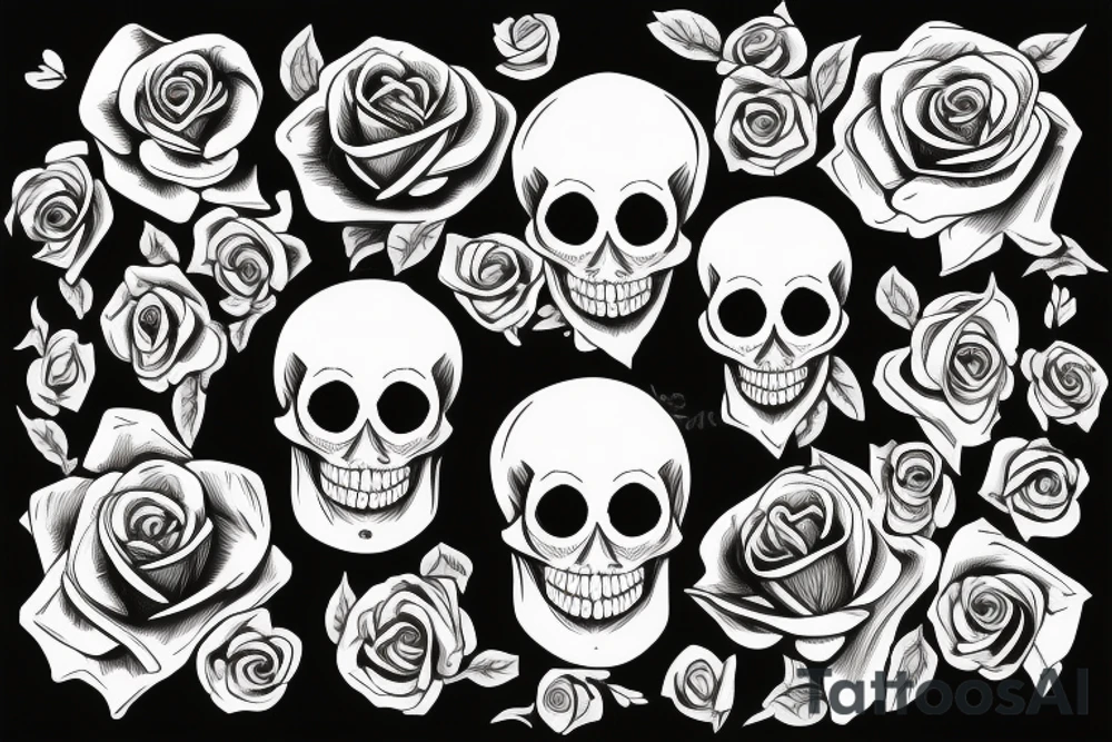skull with rose tattoo idea