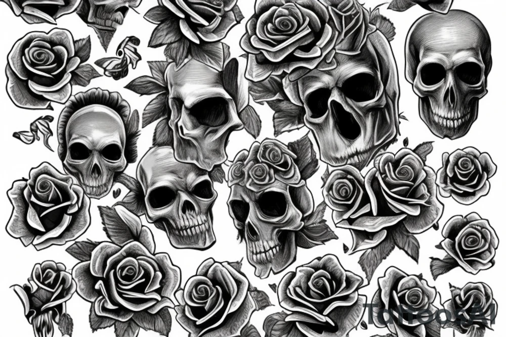 skull with rose tattoo idea