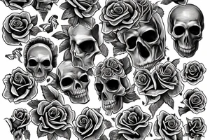 skull with rose tattoo idea