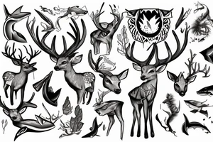 Mythical being that is a mix of deer and shark tattoo idea