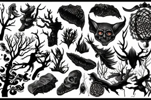 scary thin creature in the forest tattoo idea