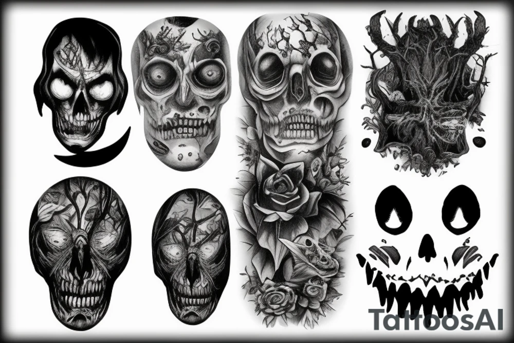 scary thin creature in the forest tattoo idea