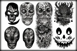 scary thin creature in the forest tattoo idea