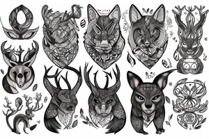 thin forest animal tattoo idea