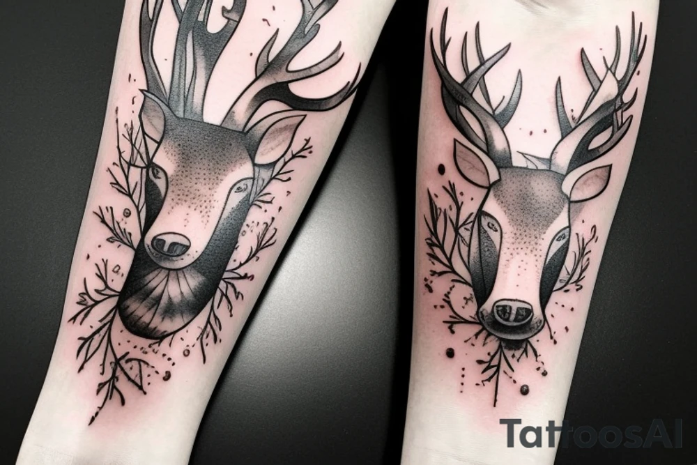 thin forest animal tattoo idea