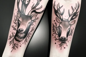 thin forest animal tattoo idea