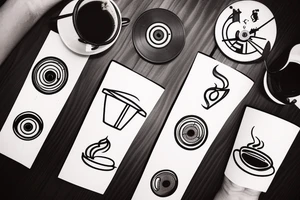 Coffee cup, wood, and record player tattoo idea