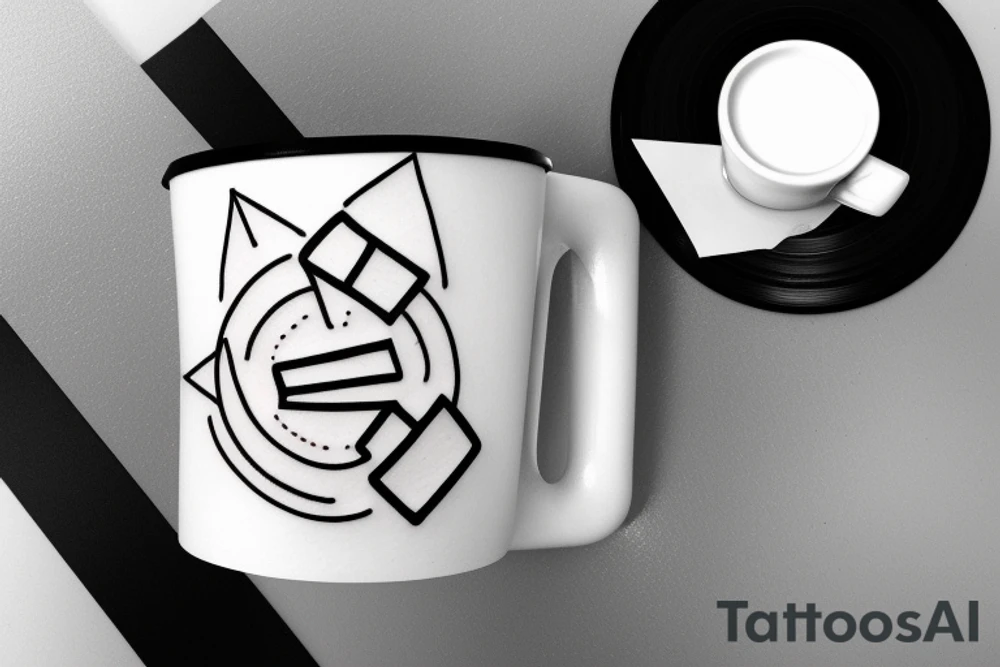 Coffee cup, wood, and record player tattoo idea