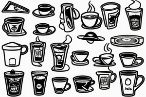 Coffee cup, wood, and record player tattoo idea