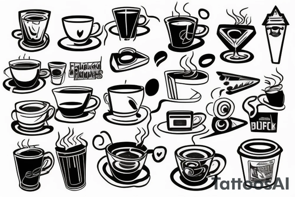 Coffee cup, wood, and record player tattoo idea Coffee cup, wood, and record player tattoo idea