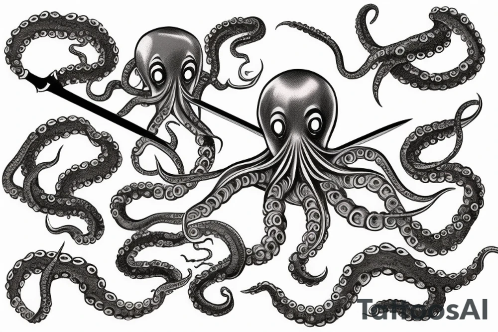 Octopus wielding sword in each tentacle. tattoo idea