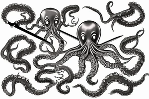 Octopus wielding sword in each tentacle. tattoo idea