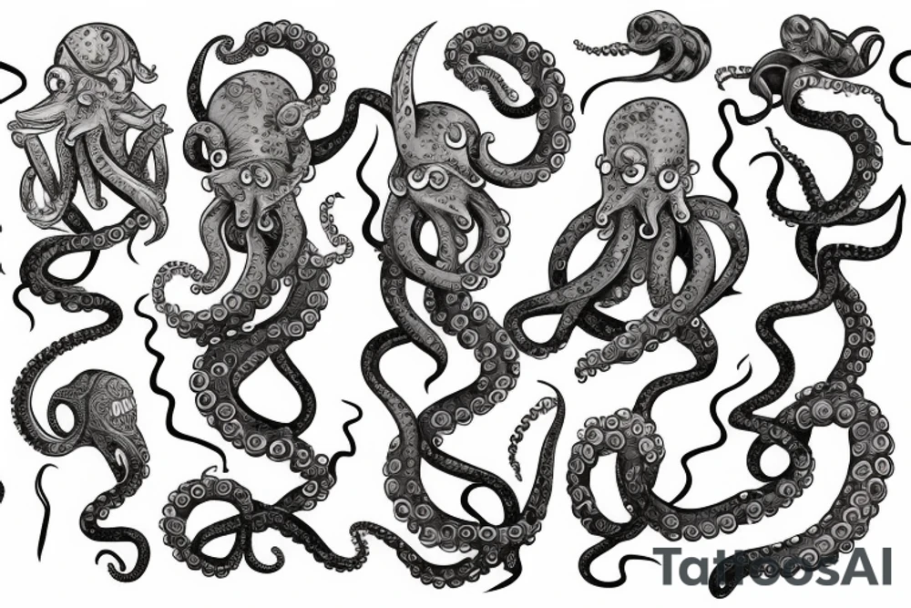 Octopus wielding sword in each tentacle. tattoo idea