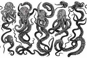 Octopus wielding sword in each tentacle. tattoo idea