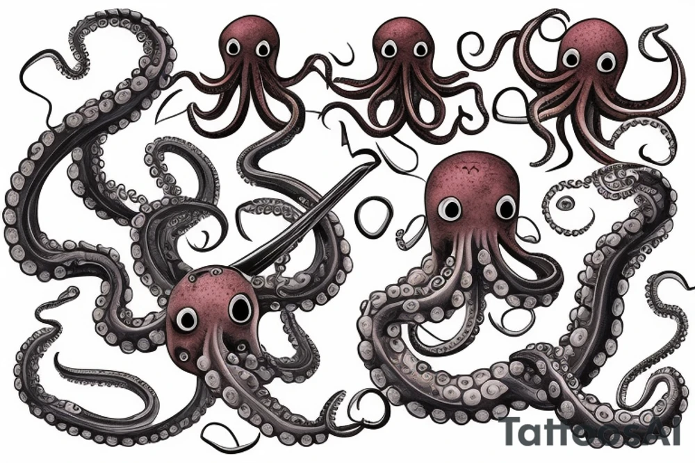 Octopus with swords tattoo idea