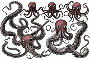 Octopus with swords tattoo idea