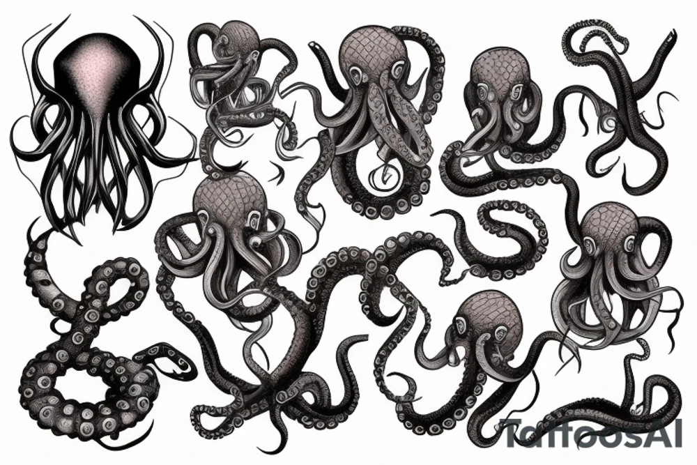 Octopus with swords tattoo idea