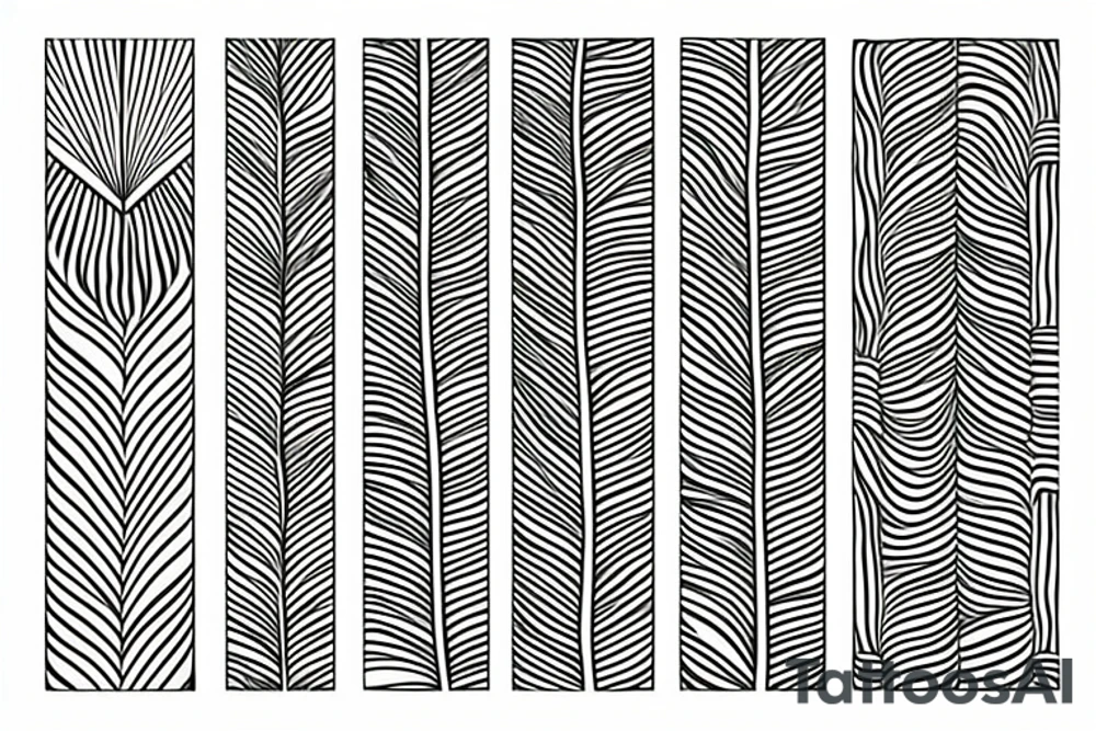 Art deco leaves around three lines tattoo idea