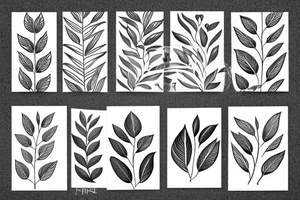 Art deco leaves around three lines tattoo idea