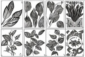 Art deco plants and flowers tattoo idea