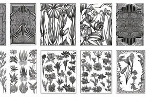 Art deco plants and flowers tattoo idea