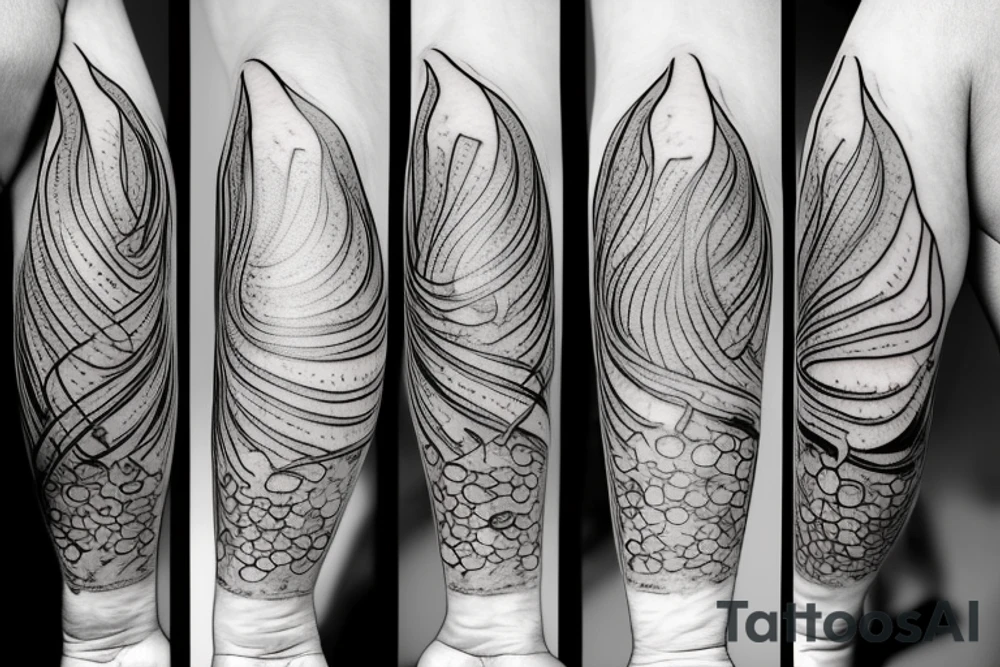 Candle floating on water with long green flame tattoo idea