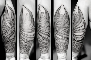 Candle floating on water with long green flame tattoo idea