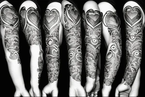 Heart, text "smile", "faith", "love", "keep going".
Should be small for the arm. tattoo idea