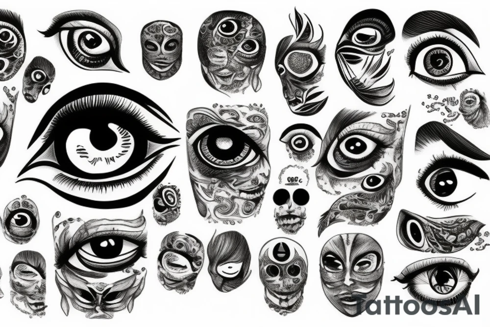 arm full of eyes tattoo idea