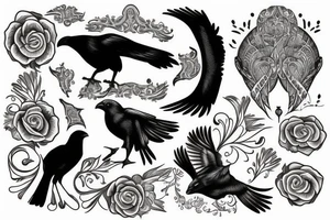 Horseshoe with a black crow in the middle tattoo idea