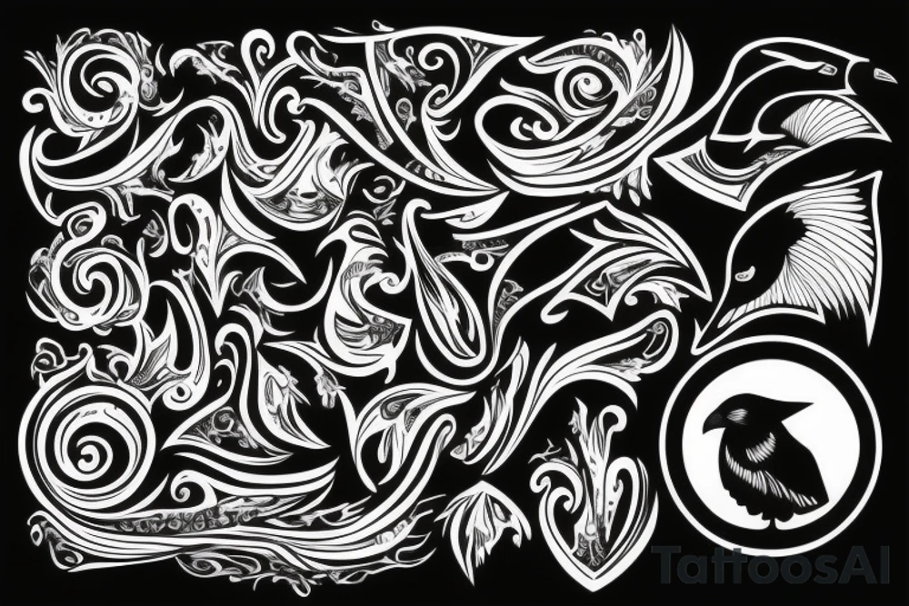 Horseshoe with a black crow in the middle tattoo idea