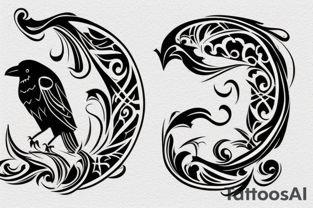 Horseshoe and a black crow tattoo idea