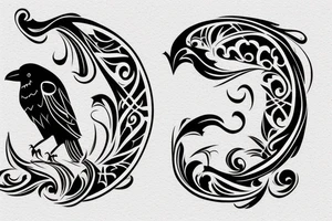 Horseshoe and a black crow tattoo idea